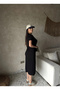 Black Crew Neck Basic Long Dress - 6