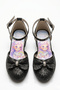 Black Glittery Bow and Printed Inside Girls' Evening Dress Shoes - 3