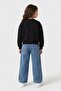 Black Stone Bow Patterned Badili Jean Pants Girls' Top and Bottom Set 24156 - 7