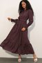 Women's Belted Polka Dot Hijab Dress 2589 - A.Burgundy
