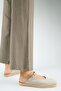 Silvia Women's Leather Genuine Leather Single Strap Sabo Beige Slippers - 5