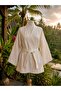 Boho Floral Women's Embroidered Natural Woven Muslin Kimono Dressing Gown - 5