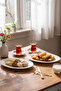 4446 Set of 2 Porcelain Platinum Meshed Boat Plates - Oval Breakfast Serving Set 30cm
