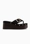 Arla Black Suede Buckle Detailed Wedge Heeled Women's Slippers - 2