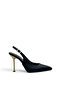 Women's High Heel Stiletto Black Fabric Pointed Toe Open Back New Season C2201 - 3