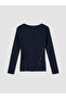 Lcw Everyday Navy Blue Crew Neck Buttoned Women's Knitwear Sweater - 5