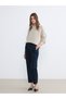 Alita City Farkıyla Lcw Everyday Beige Oval Collar Shiny Textured Women's Knitwear Sweater - 2