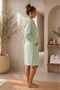 Cotton Textured Women's Bathrobe with Hood and Pockets, Daily Home & Spa Bathrobe - 2