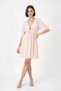 Women's V-Neck Gathered Waist Viscose Powder Dress - 2