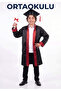 Children's Middle School Unisex Striped Black Graduation Gown and Cap Set