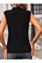 Women's Short Sleeve High Collar Front Zipper Wrinkled Blouse - 3