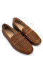 Women's Genuine Leather Dark Tan Loafer Shoes - 3