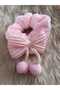 Fluffy Bow and Pompom Detailed Furry Plush Bagel Buckle 1 Piece - 2