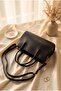 Minimalist Design Double Handle Long Strap Bag - Black