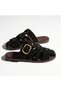 Women's Suede Slippers with Gold Buckle, Soft Sole, Stylish, Comfortable, Casual Summer Sandal Slippers
