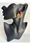 Gold Color Burgundy Earrings (3.2 cm) - 7