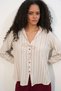 Women's Lace-Up Striped Linen Shirt 995 - Burgundy - 4