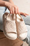 Beige Women's Knitted Sandals Orthopedic Comfortable Non-Slip 4.5 cm Sole Seyora - 5