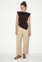 Women's Bitter Brown Boat Neck Padded Side Gather Detailed Asymmetrical Cut Blouse 36001 60286269 - 5