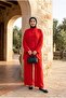 Women's Waist Gathered Stone Buttoned Hijab Double Set - 2