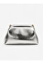 Textured Hand and Shoulder Bag with Chain Strap Silver - 7