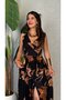 Women's strappy, crossover neck, wide cut, detailed slit, long supreme dress - 2