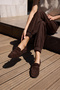Trela Women's Brown Leather Suet Loafer Shoes - 3