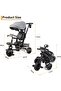 6-in-1 Kids Tricycle with Canopy, Foldable Toddler Trike, 360° Rotating Seat, Grey - 6