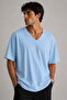 Basic V-Neck Unprinted Unisex Oversize T-Shirt – Cotton Casual Daily T-Shirt