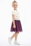 Girl's Skirt with Elastic Waistband, Cotton Pieces and Lined Tulle Skirts - 3