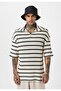 Oversize Striped Zippered Collar Knitwear T-Shirt - 2
