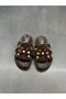 Terra Brown Suede Genuine Leather Pin-On Casual Slippers - 9
