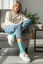 6 Pairs of Unisex Cotton Socks - Turquoise Colored Tennis Socks - 3