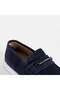 Men's Navy Blue Suede Loafer with Metal Accessories - 7