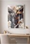 Interlocking Elephants Themed Glass Tabletop - White Metal Framed Tabletop for Home, Business, and School