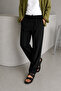 Men's Black Comfortable Fit Elastic Waist Linen Look Baggy Trousers