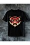 Red Tiger Print Printed Oversize T-Shirt