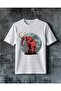 Red Monster Horn Printed Oversize T-Shirt