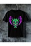 Devil's Head Green Purple Printed Oversize T-Shirt