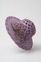 Women's Purple Chiffon Flower Detailed Hand Knitted Straw Hat |   Wide Brimmed Summer Fedora - 3