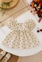 My Little One's Baby Girl Dress with Heart Pattern, Balloon Sleeves and Bow Detail - Black - 2