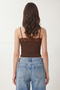 Lace Strap Stretchy Knitwear Blouse Lzv0080 Brown - 4