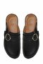 Women's Tan/Black Genuine Leather 5. Pointed Sole Supported Buckle-Strap Casual Slippers & Mules - 5