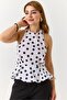Women's Halter Neck Balloon Woven Polka Dot Blouse White - 2