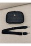 Women's Black Written Multi-Compartment Cross Shoulder Bag with Adjustable Strap Daily Use Zipper Bag - 3