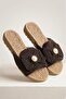 Women's macrame knit detailed closed front slippers brown