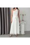 Ecru Shoulder Tie Stoned Chiffon Dress - 6