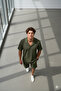 Men's Green Bürümcük Apaj Collar Tshirt Shorts Set - 5