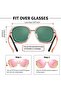 Pink Pink Oversized Sunglasses Fit Over Glasses for Women, UV400 Protection Square Shades Extra Larg - 2