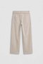 Men's Baggy Fit High Waist Belted Gabardine Trousers Stone Color - 2